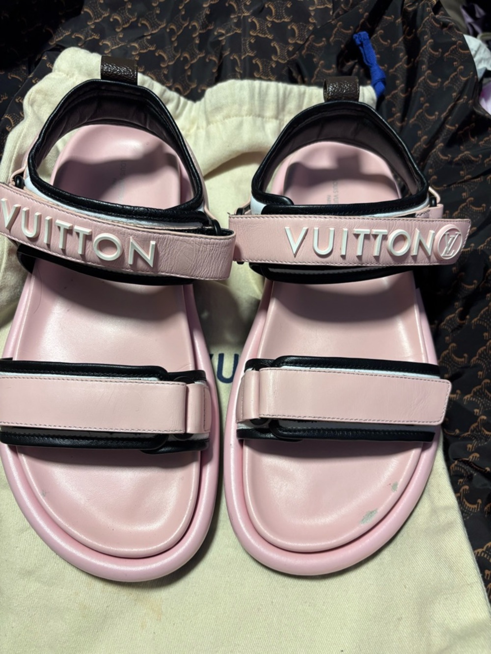 Louis Vuitton pink pool pillow sandals
